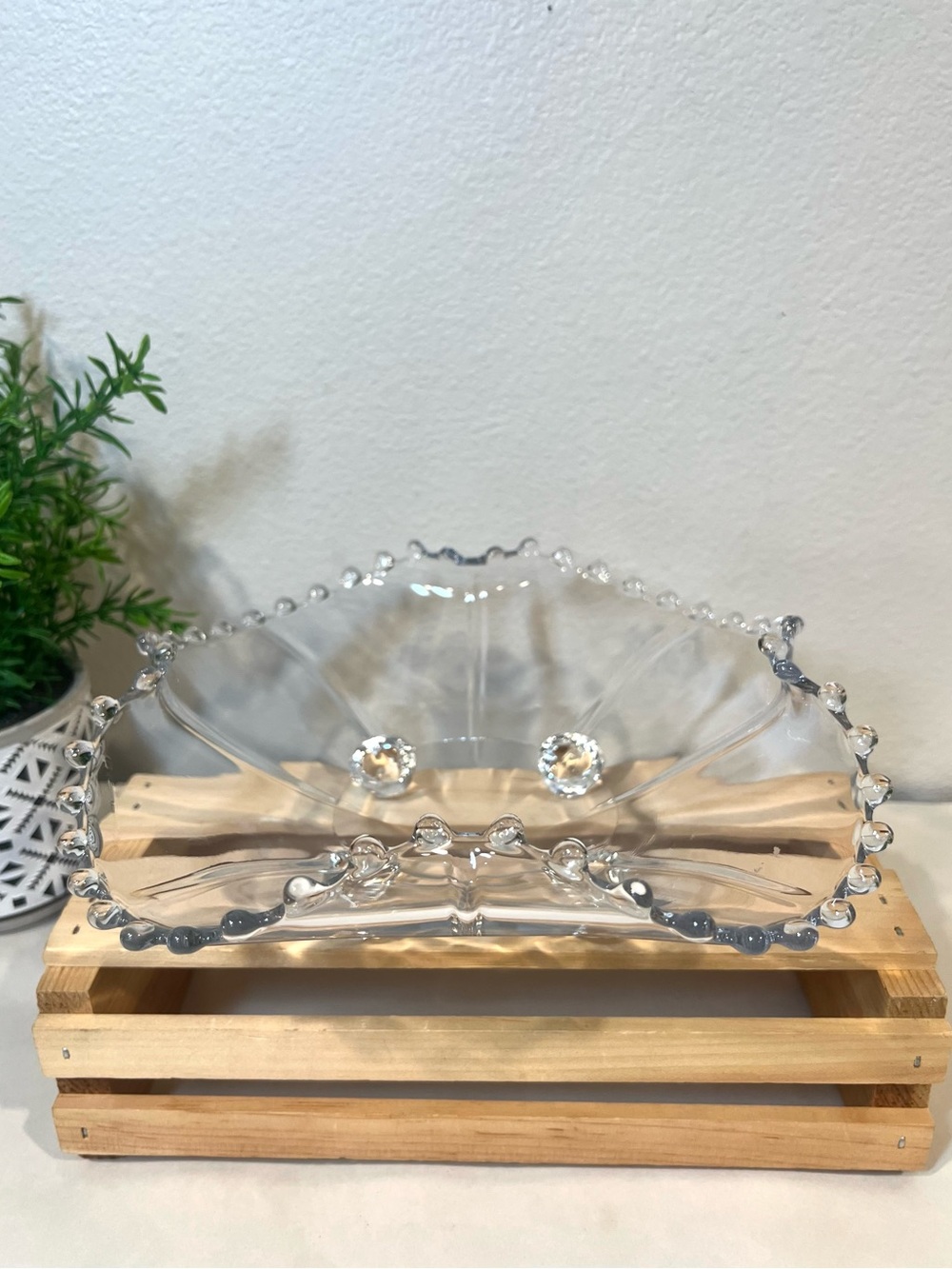 Imperial Glass “Candlewick”Vintage Serving or Display Footed Crimped Rim Bowl